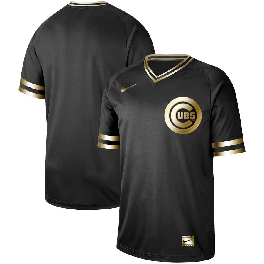 Men Chicago Cubs Blank Nike Black Gold MLB Jerseys